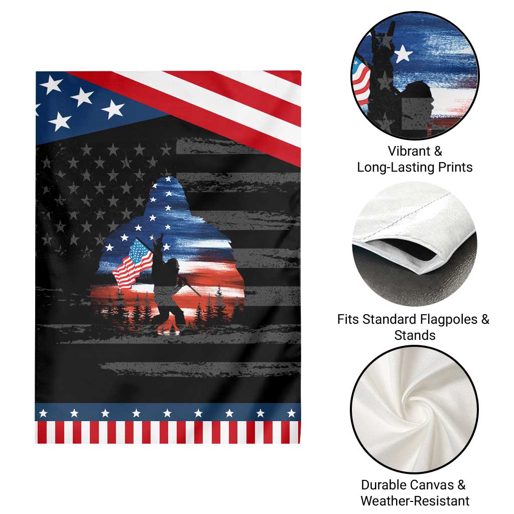 Funny Bigfoot Night Stroll American Flag Patriotic Garden Flag Patriotic 4th July
