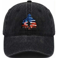 Funny Bigfoot Night Stroll American Flag Washed Cotton Baseball Cap Patriotic 4th July