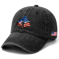 Funny Bigfoot Night Stroll American Flag Washed Cotton Baseball Cap Patriotic 4th July
