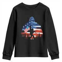Funny Bigfoot Night Stroll American Flag Youth Sweatshirt Patriotic 4th July - Wonder Print Shop