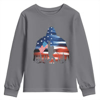 Funny Bigfoot Night Stroll American Flag Youth Sweatshirt Patriotic 4th July - Wonder Print Shop