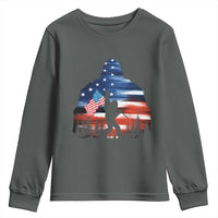 Funny Bigfoot Night Stroll American Flag Youth Sweatshirt Patriotic 4th July - Wonder Print Shop
