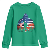 Funny Bigfoot Night Stroll American Flag Youth Sweatshirt Patriotic 4th July - Wonder Print Shop