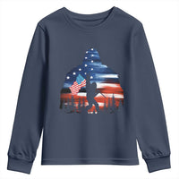 Funny Bigfoot Night Stroll American Flag Youth Sweatshirt Patriotic 4th July - Wonder Print Shop