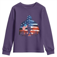 Funny Bigfoot Night Stroll American Flag Youth Sweatshirt Patriotic 4th July - Wonder Print Shop