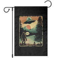 Funny Bigfoot Sasquatch Alien Spaceship UFO Introvert Bruh Garden Flag - Wonder Print Shop