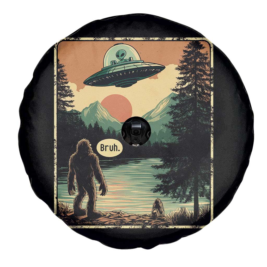 Funny Bigfoot Sasquatch Alien Spaceship UFO Introvert Bruh Spare Tire Cover - Wonder Print Shop