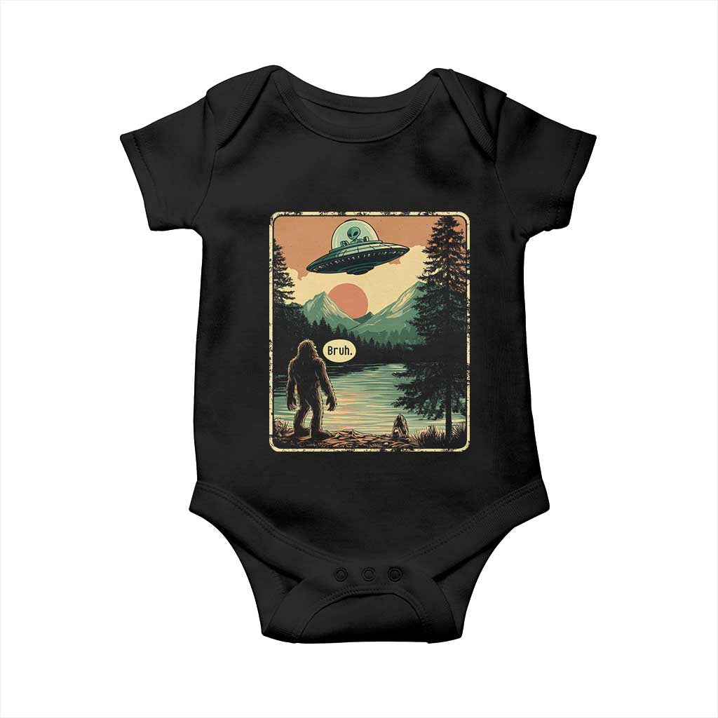Funny Bigfoot Sasquatch Alien Spaceship UFO Introvert Bruh Baby Onesie - Wonder Print Shop