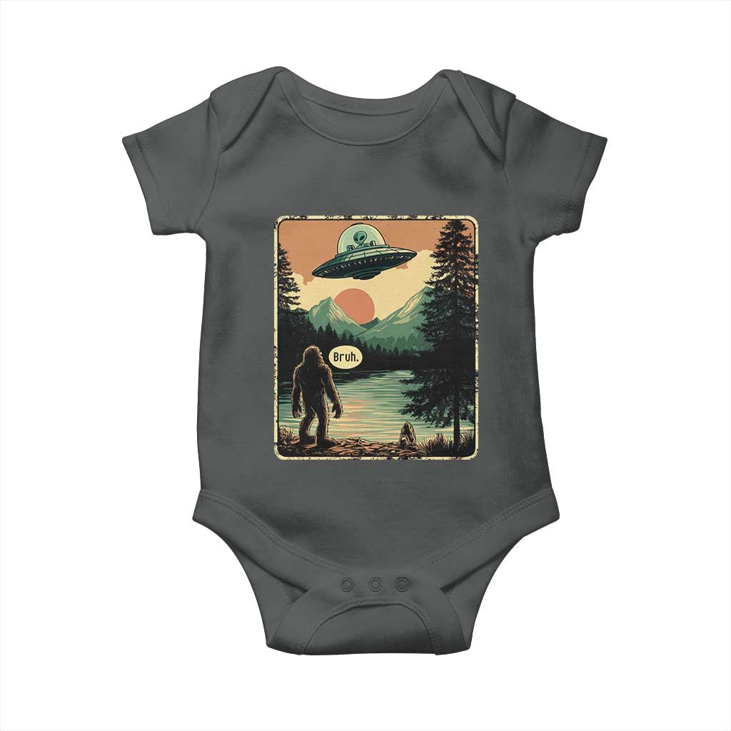 Funny Bigfoot Sasquatch Alien Spaceship UFO Introvert Bruh Baby Onesie - Wonder Print Shop