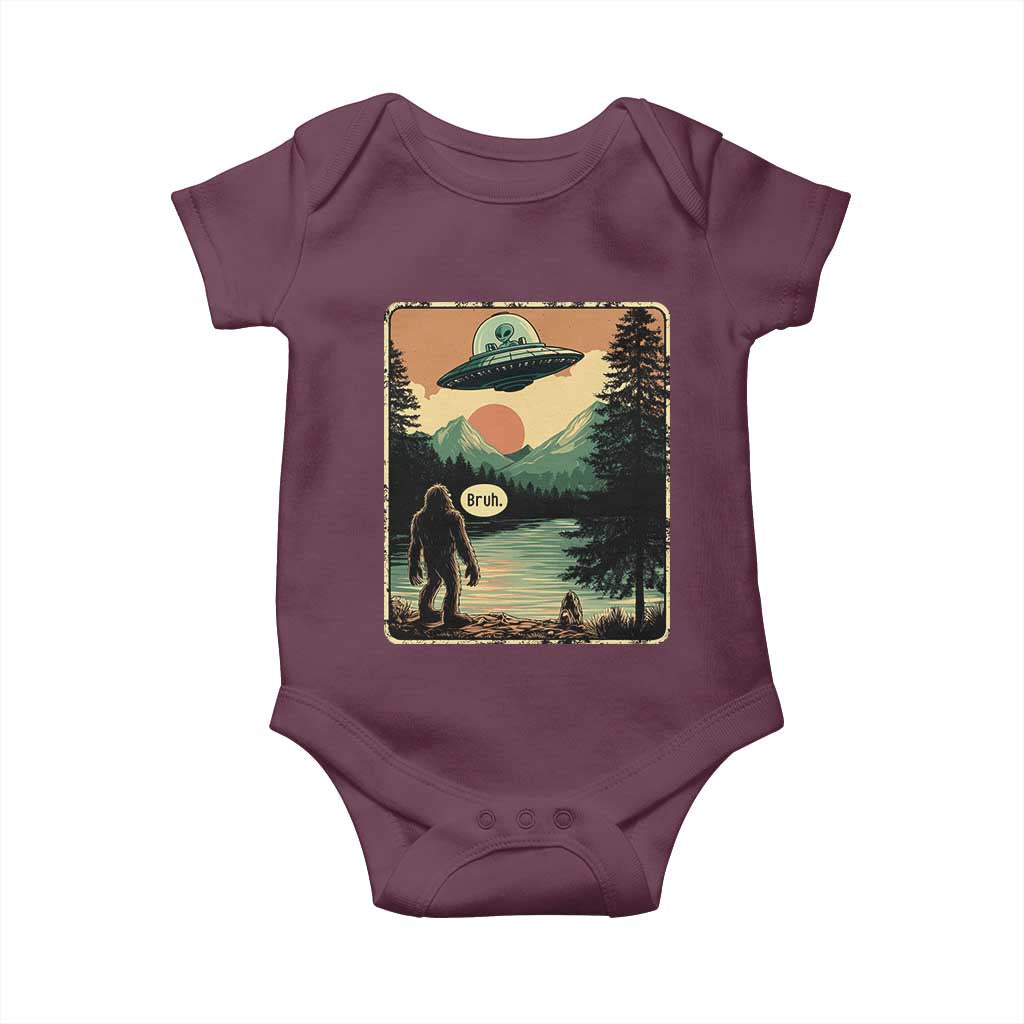 Funny Bigfoot Sasquatch Alien Spaceship UFO Introvert Bruh Baby Onesie - Wonder Print Shop