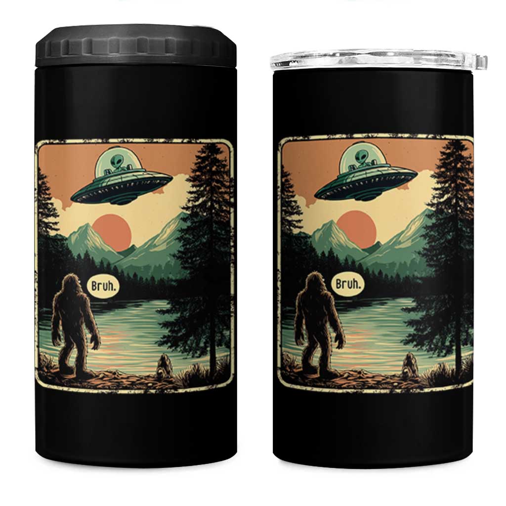 Funny Bigfoot Sasquatch Alien Spaceship UFO Introvert Bruh 4 in 1 Can Cooler Tumbler - Wonder Print Shop