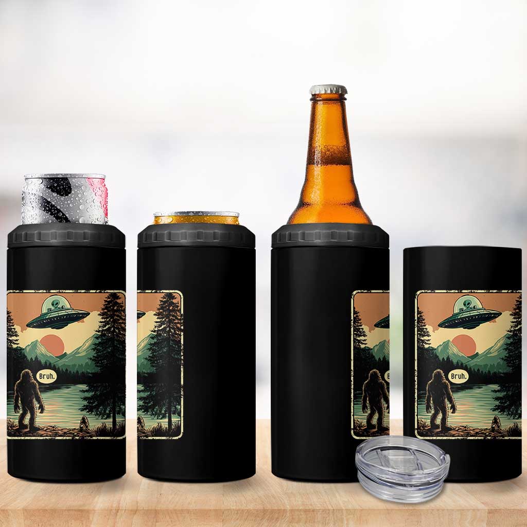 Funny Bigfoot Sasquatch Alien Spaceship UFO Introvert Bruh 4 in 1 Can Cooler Tumbler - Wonder Print Shop