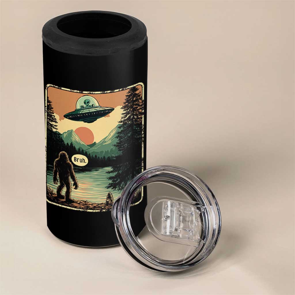 Funny Bigfoot Sasquatch Alien Spaceship UFO Introvert Bruh 4 in 1 Can Cooler Tumbler - Wonder Print Shop