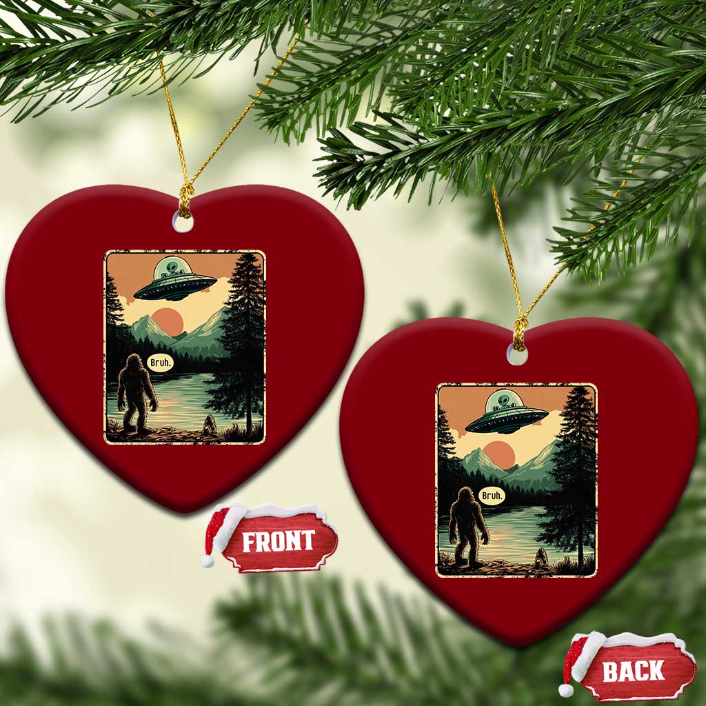 Funny Bigfoot Sasquatch Alien Spaceship UFO Introvert Bruh Ceramic Ornament - Wonder Print Shop