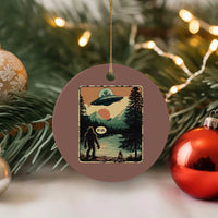 Funny Bigfoot Sasquatch Alien Spaceship UFO Introvert Bruh Ceramic Ornament - Wonder Print Shop