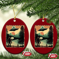 Funny Bigfoot Sasquatch Alien Spaceship UFO Introvert Bruh Ceramic Ornament - Wonder Print Shop