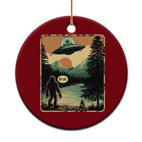 Funny Bigfoot Sasquatch Alien Spaceship UFO Introvert Bruh Ceramic Ornament - Wonder Print Shop