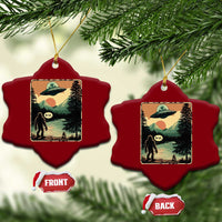 Funny Bigfoot Sasquatch Alien Spaceship UFO Introvert Bruh Ceramic Ornament - Wonder Print Shop