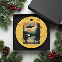 Funny Bigfoot Sasquatch Alien Spaceship UFO Introvert Bruh Ceramic Ornament - Wonder Print Shop