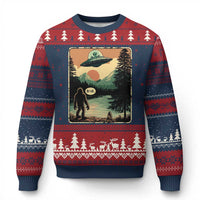 Funny Bigfoot Sasquatch Alien Spaceship UFO Introvert Bruh Ugly Christmas Sweater - Wonder Print Shop