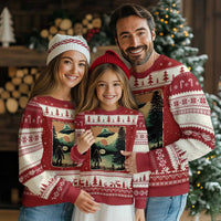 Funny Bigfoot Sasquatch Alien Spaceship UFO Introvert Bruh Ugly Christmas Sweater - Wonder Print Shop
