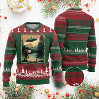 Funny Bigfoot Sasquatch Alien Spaceship UFO Introvert Bruh Ugly Christmas Sweater - Wonder Print Shop