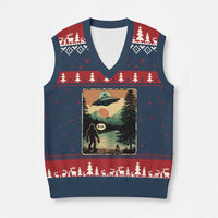 Funny Bigfoot Sasquatch Alien Spaceship UFO Introvert Bruh V-Neck Knit Sweater Vest - Wonder Print Shop