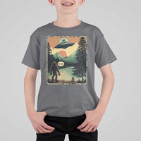 Funny Bigfoot Sasquatch Alien Spaceship UFO Introvert Bruh T Shirt For Kid - Wonder Print Shop