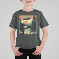 Funny Bigfoot Sasquatch Alien Spaceship UFO Introvert Bruh T Shirt For Kid - Wonder Print Shop