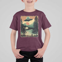 Funny Bigfoot Sasquatch Alien Spaceship UFO Introvert Bruh T Shirt For Kid - Wonder Print Shop