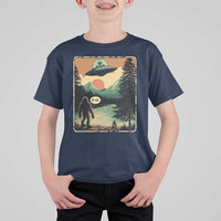Funny Bigfoot Sasquatch Alien Spaceship UFO Introvert Bruh T Shirt For Kid - Wonder Print Shop