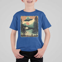 Funny Bigfoot Sasquatch Alien Spaceship UFO Introvert Bruh T Shirt For Kid - Wonder Print Shop