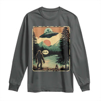 Funny Bigfoot Sasquatch Alien Spaceship UFO Introvert Bruh Long Sleeve Shirt - Wonder Print Shop
