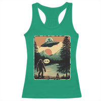 Funny Bigfoot Sasquatch Alien Spaceship UFO Introvert Bruh Racerback Tank Top - Wonder Print Shop