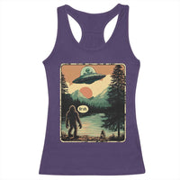 Funny Bigfoot Sasquatch Alien Spaceship UFO Introvert Bruh Racerback Tank Top - Wonder Print Shop