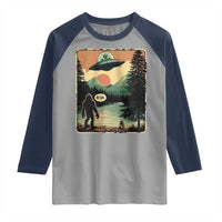 Funny Bigfoot Sasquatch Alien Spaceship UFO Introvert Bruh Raglan Shirt - Wonder Print Shop