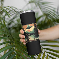 Funny Bigfoot Sasquatch Alien Spaceship UFO Introvert Bruh Skinny Tumbler - Wonder Print Shop
