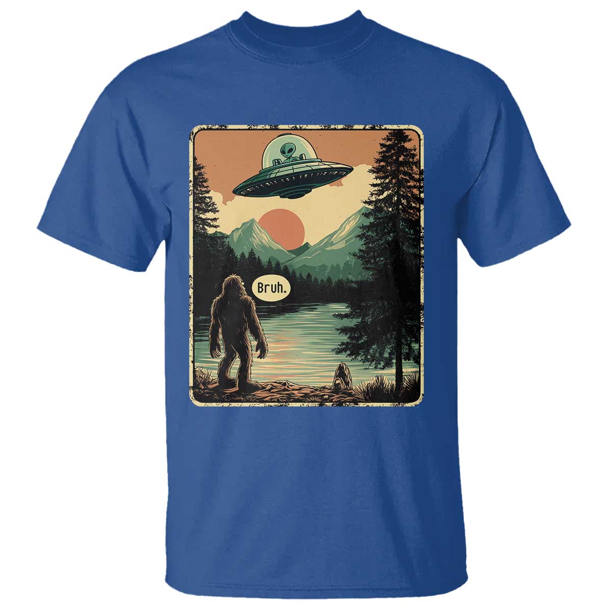 Funny Bigfoot Sasquatch Alien Spaceship UFO Introvert Bruh T Shirt - Wonder Print Shop