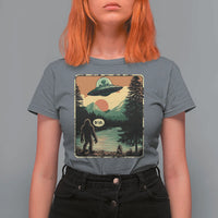Funny Bigfoot Sasquatch Alien Spaceship UFO Introvert Bruh T Shirt For Women - Wonder Print Shop