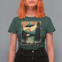 Funny Bigfoot Sasquatch Alien Spaceship UFO Introvert Bruh T Shirt For Women - Wonder Print Shop