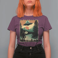 Funny Bigfoot Sasquatch Alien Spaceship UFO Introvert Bruh T Shirt For Women - Wonder Print Shop