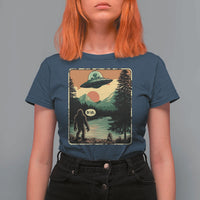 Funny Bigfoot Sasquatch Alien Spaceship UFO Introvert Bruh T Shirt For Women - Wonder Print Shop