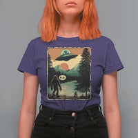 Funny Bigfoot Sasquatch Alien Spaceship UFO Introvert Bruh T Shirt For Women - Wonder Print Shop