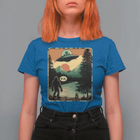 Funny Bigfoot Sasquatch Alien Spaceship UFO Introvert Bruh T Shirt For Women - Wonder Print Shop