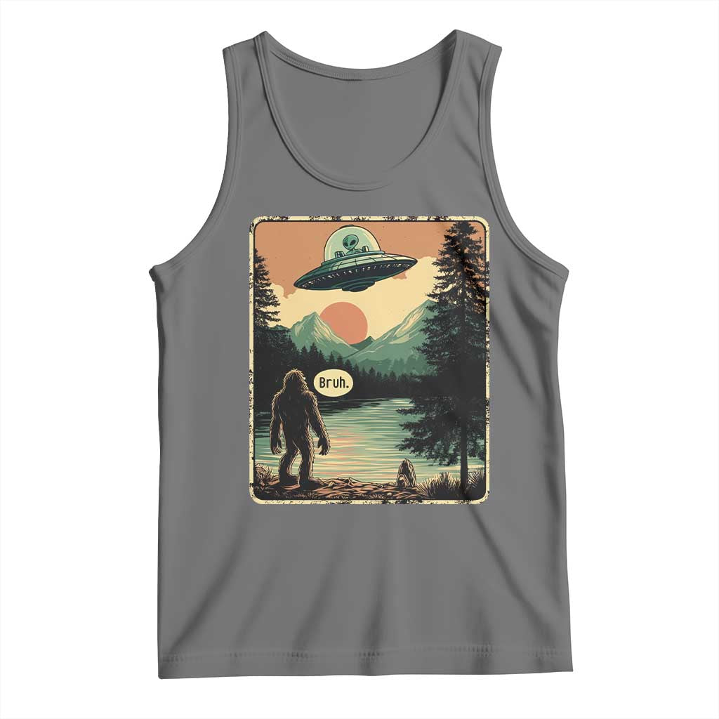 Funny Bigfoot Sasquatch Alien Spaceship UFO Introvert Bruh Tank Top - Wonder Print Shop