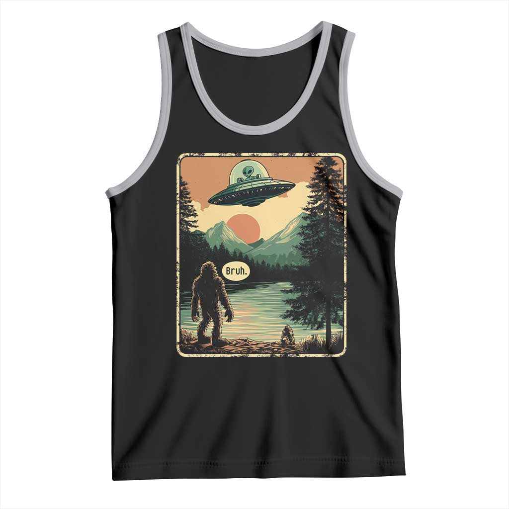 Funny Bigfoot Sasquatch Alien Spaceship UFO Introvert Bruh Tank Top - Wonder Print Shop