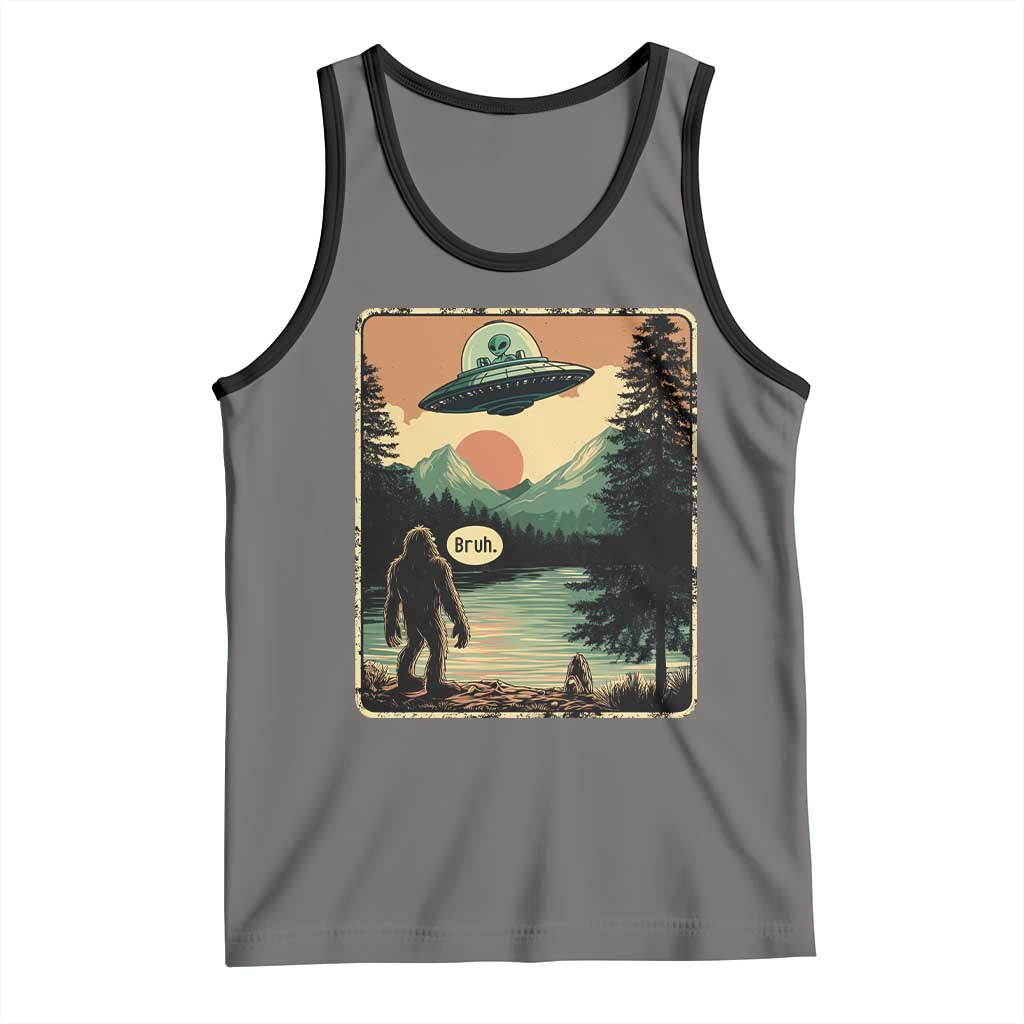 Funny Bigfoot Sasquatch Alien Spaceship UFO Introvert Bruh Tank Top - Wonder Print Shop