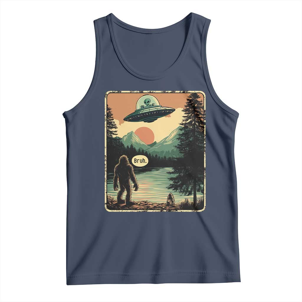 Funny Bigfoot Sasquatch Alien Spaceship UFO Introvert Bruh Tank Top - Wonder Print Shop