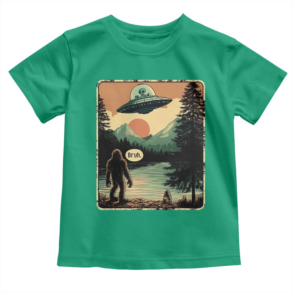 Funny Bigfoot Sasquatch Alien Spaceship UFO Introvert Bruh Toddler T Shirt - Wonder Print Shop
