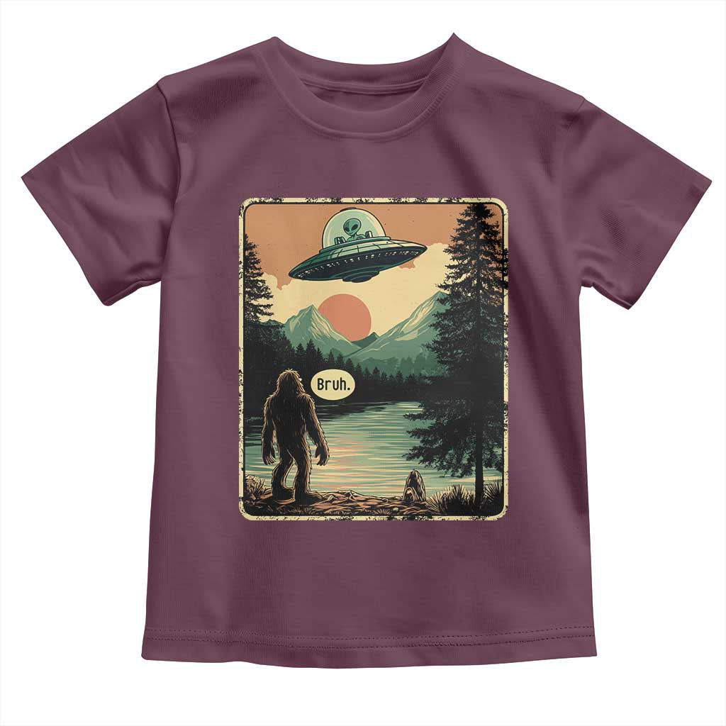 Funny Bigfoot Sasquatch Alien Spaceship UFO Introvert Bruh Toddler T Shirt - Wonder Print Shop